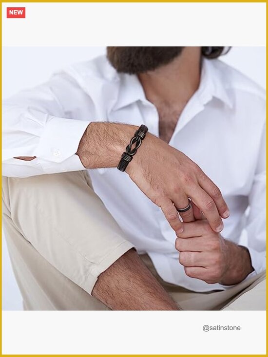 Brown Leather Knot Bracelet for Men – Berradas Jewelry Knot Bracelet Gifts for Him Mens Leather Stainless Steel Always Linked Together